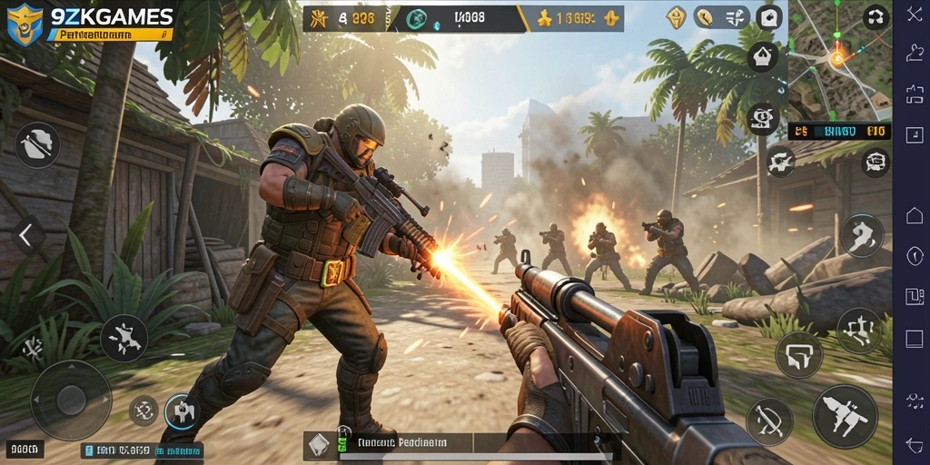 Tangkapan layar menunjukkan pertempuran yang intens dalam 9ZKGAMES.