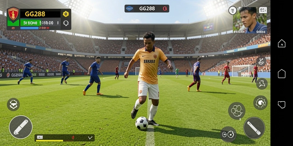 Tampilan grafis permainan sepak bola yang menarik dan mendetail.