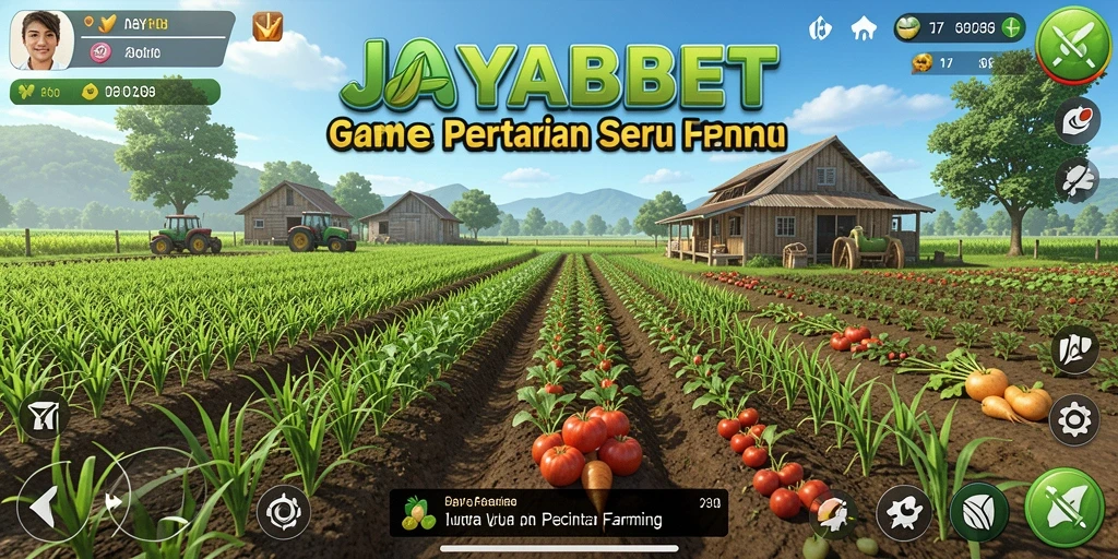 Tampilan gameplay menakjubkan di JAYABET dengan ladang yang subur.
