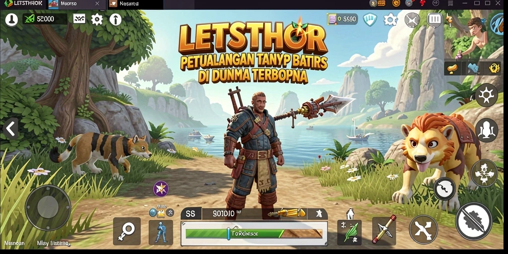 Tampilan gameplay LETSTHOR yang menakjubkan dalam dunia terbuka.