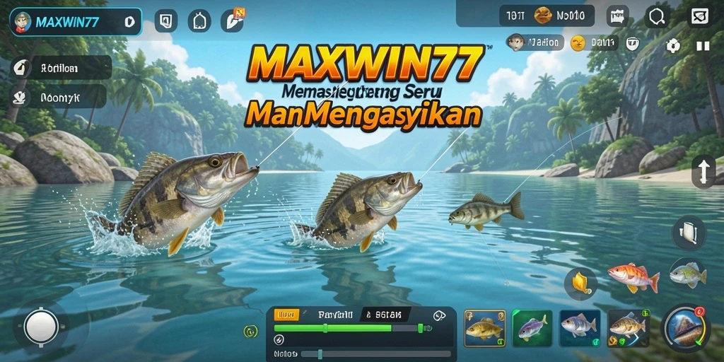 Gameplay memancing yang seru dalam MAXWIN77 dengan berbagai jenis ikan.