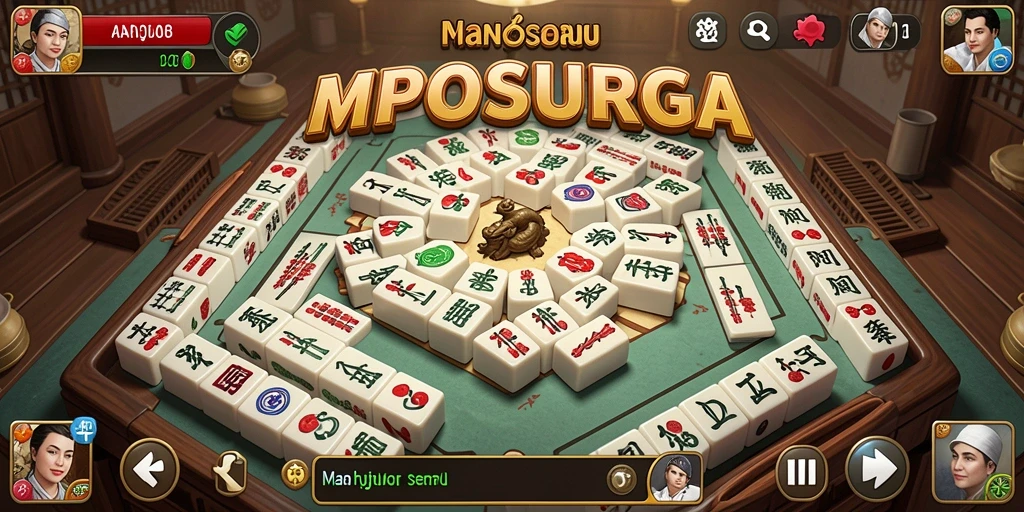 Tampilan gameplay menarik MPOSURGA dengan ubin Mahjong yang berwarna-warni.