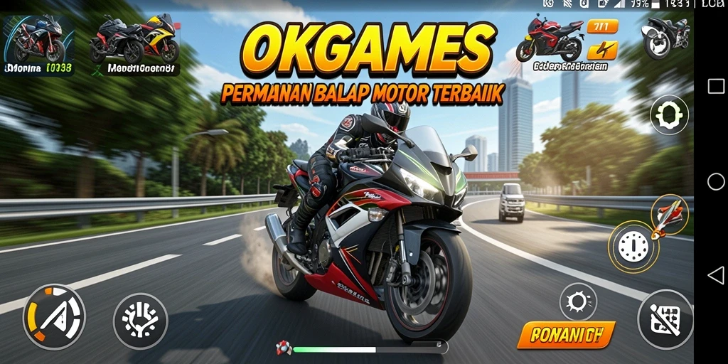 Gameplay seru balap motor di OKGAMES dengan grafis menakjubkan.