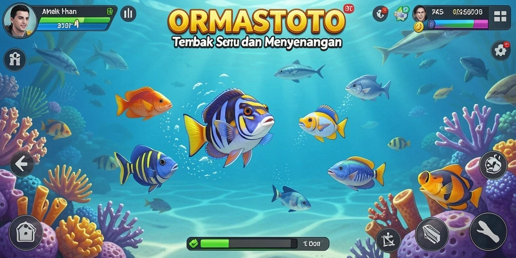 Tampilan gameplay seru dalam ORMASTOTO menangkap ikan.