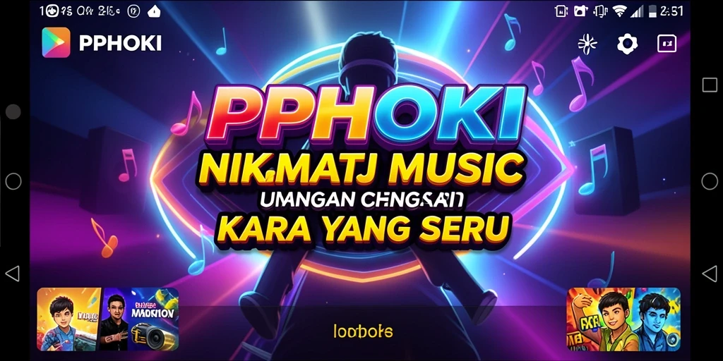 Tampilan gameplay PPHOKI yang seru dengan pengguna menikmati musik.