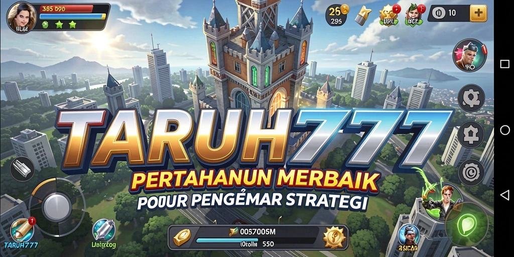 Tampilan dinamis gameplay TARUH777 dalam pertarungan Tower Defense.