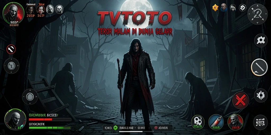 Tangkapan layar gameplay dari TVTOTO yang menunjukkan suasana menyeramkan.