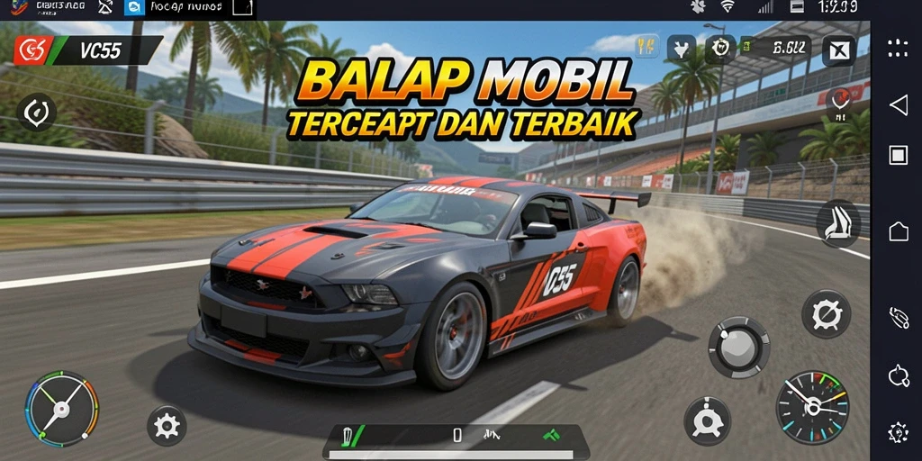 Tampilan gameplay balap yang mendebarkan dan penuh aksi.