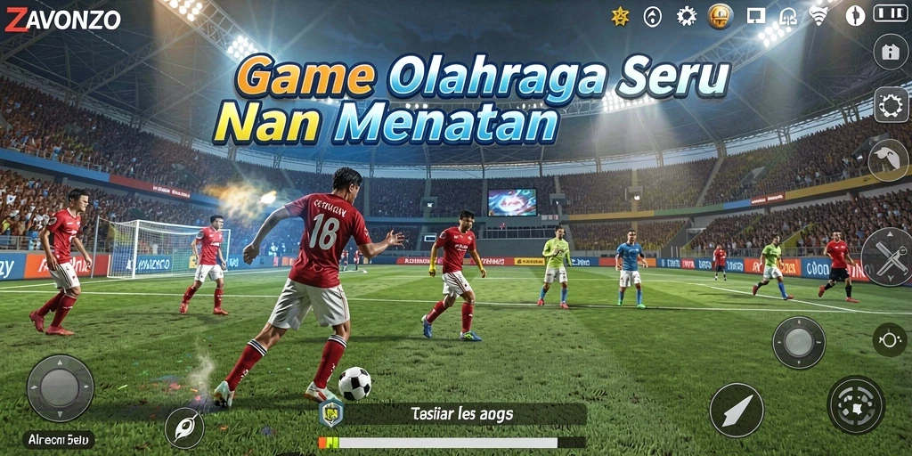 Tampilan gameplay seru dalam ZAVONZO yang penuh aksi olahraga.